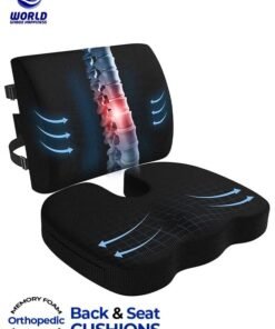 Eworld Premium Comfort Seat Cushion - Non Slip Orthopedic Memory Foam Coccyx Cushion and Back Seat for Tailbone and Lumber Pain, Cushion for Office Chair Car Seat – Back Pain & Sciatica Relief