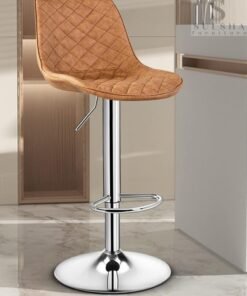 SULSHA Modern Height Adjustable Chair , Bar Chair , Bar Stool Set Leather Padded Stool BROWN/Silver