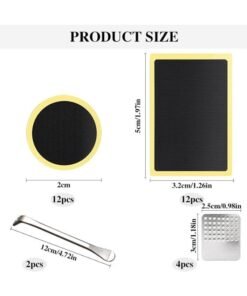 Alternative view of Arabest Bicycle Tire Repair Kit Includes Glueless Bike Tub Patches Self Adhesive Bicycle Tire Patches Included Round Square Rectangle and Metal Rasps for Road Mountain Bikes