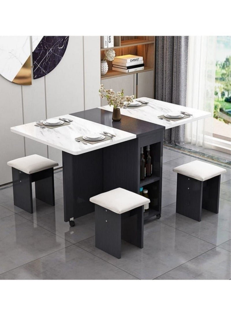 Folding Dining Table,Dining Table, Removablefolding Dining Table, Dining Table Set For 4 Spacesaving Dining Table For Tight Spaces With 4 Chairshalfblack
