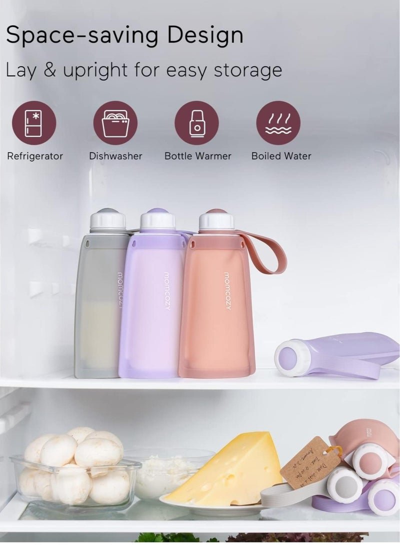 Momcozy Reusable Silicone Breast Milk Bags, For Breastfeeding Saver With Leakproof, Freezer Storing Pouches, BPA Free - Image 4