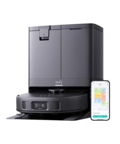 eufy X10 Pro Omni Robot Vacuum and Mop with 8,000 Pa Suction, Dual Mops with 12 mm Auto-Lift and Carpet Detection, AI Obstacle Avoidance, Auto Mop Washing, Self-Drying, Self-Emptying, Self-Refilling 20 W T2351 black
