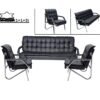 5-seater Modern Sofa Leather Steel Legs Black 3+1+1