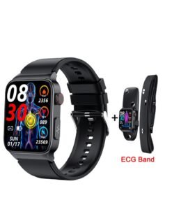 AROAQ Smart Watch, Fitness Tracker With Heart Rate Monitor, Black Silicon ECG Multifunctional Smart Watch, Waterproof Activity Tracker For Android And Ios Phones