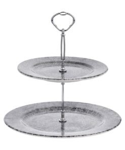 EDESSA Ginko Porcelain Ceramic 2 Tier Cake Stand - 20cm and 27cm - Elegant and Functional Display for Cakes and Desserts