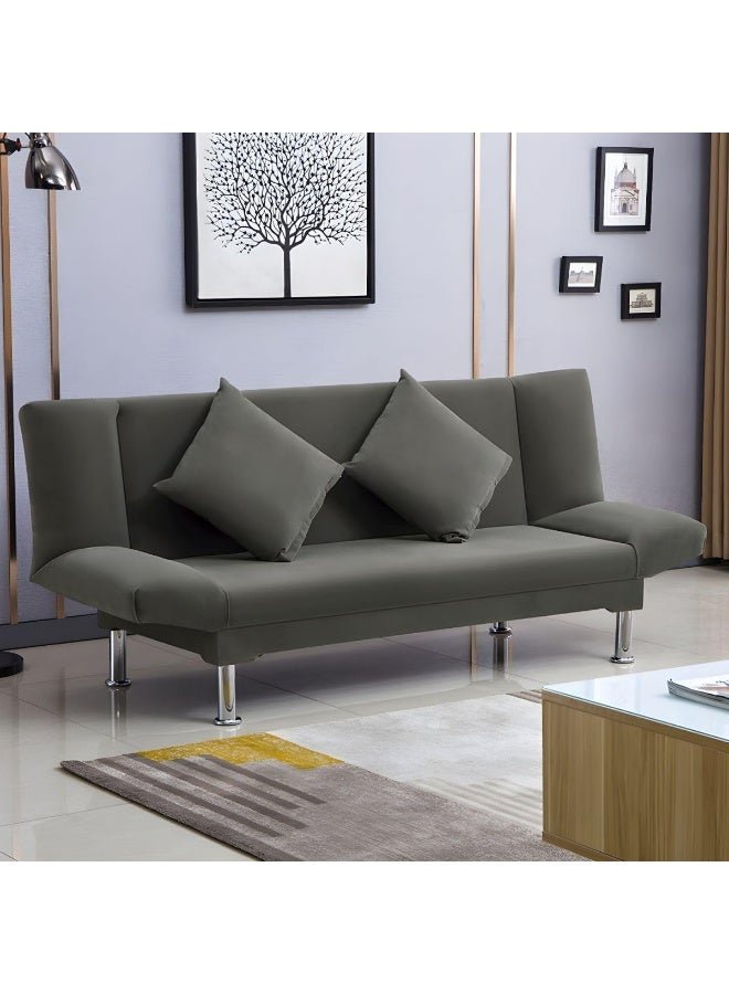 Ripple FURNITURE UAE Homes Modern Convertible Sofa Bed, Armless Design with 2 Throw Pillows (Grey)