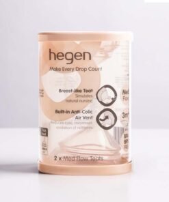 hegen Baby Bottle Teat, Medium Flow - Breast-Like for a Natural Latch & Anti-Colic Design with Asymmetrical Teat for upright feeding, , Soft Silicone, Pack of 2, 3 to 6 Months