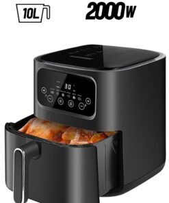 KENWORTH Air Fryers 10L Large Size , 6 Presets, One-touch Panel, 360° Turbo Airflow Tech, Nonstick Air Fryer Basket,dishwasher-safe, Elegant Black Design