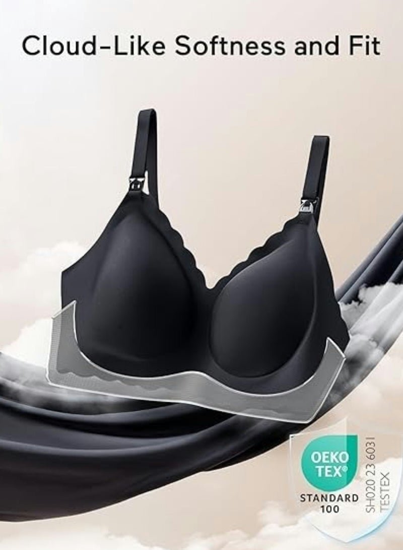 Lupantte Nursing Bras for Breastfeeding Comfort Maternity Bras for Pregnancy Seamless Bralettes with Extra Extender