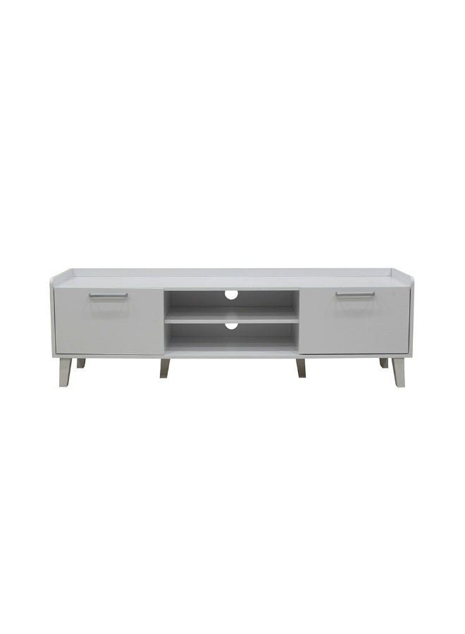 DANUBE HOME Supreme Tv Unit With 2 Doors Stylish And Modern Tv Stand For Up To 65 Inches Durable Storage Cabinet Elegant Living Room Furniture Sleek Design For Home Décor - White