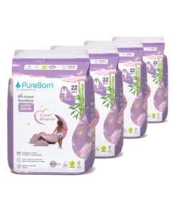PureBorn Night Pants Size 4 9-15kg Assorted Prints 4 x 22 Diapers
