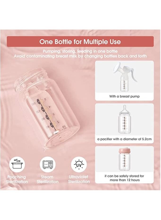 Be a better mom Breastmilk Glass Bottles Storage 1pcs with Leak Proof Lids 150ml Reusable Wide Neck Bottles Best for Breast Milk Collection & Storage Solution BPA Free Fits Most Breast Pumps - Image 3