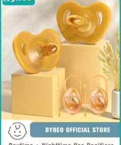 Bybeo 2 PCS Baby Silicone Pacifiers With Holder And Storage Box, Newborn Daily & Night Use Pacifier, Teething Toys For Newborn 0-36 Month