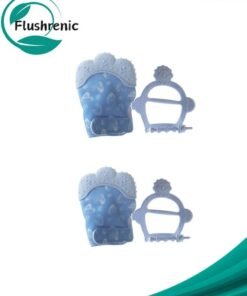 Flushrenic 2pcs Baby Teething Set, Includes Chew Toy and Teething Glove, Chew Toys for Baby Boys and Girls, to Prevent Finger Sucking, The teething mitten set both perfectly sized for babies aged 0-6 months，The gloves are designed with cutouts -Blue