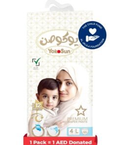 YokoSun Premium Baby Diaper Pants, Size 4 / L (9-14 kg), 44 pcs – Ultra-Soft, Hypoallergenic Nappies, Japanese Quality for Baby Skin Care, Leakproof with 12-Hour Dryness Protection