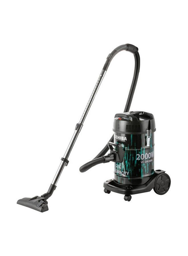 Toshiba Vacuum Cleaner 21 L, Blowing Function, Pull Handle On Dust Tank, Precise & Adjustable Airflow 21 L 2000 W VC-DR200ABF(B) Black/Aqua