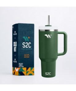 S2C 40oz Stainless Steel Tumbler with Handle & Straw – Double Wall Vacuum Insulated Travel Mug – Leak-Resistant, BPA-Free, Fits Car Cup Holder