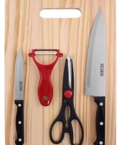 DELCASA 4-Piece Knife Set With Cutting Board Multicolour 35x25x1cm