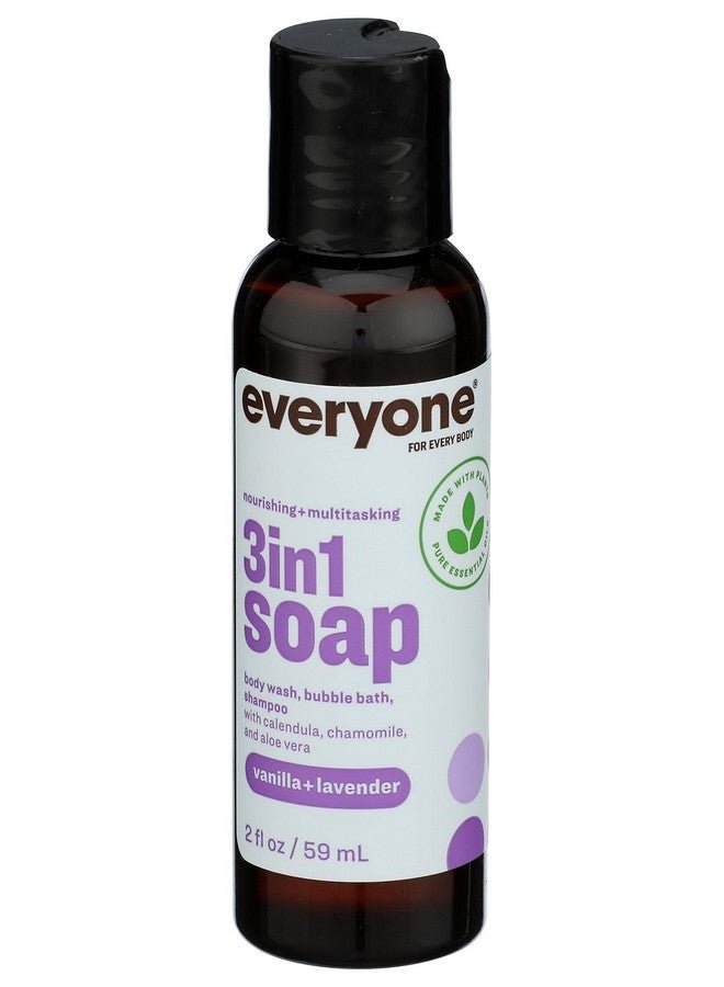 Everyone For Every Body 3-In-1 Soap Travel Size, Body Wash, Bubble Bath, And Shampoo, Vanilla And Lavender, 2 Fl Oz- (Container May Vary)