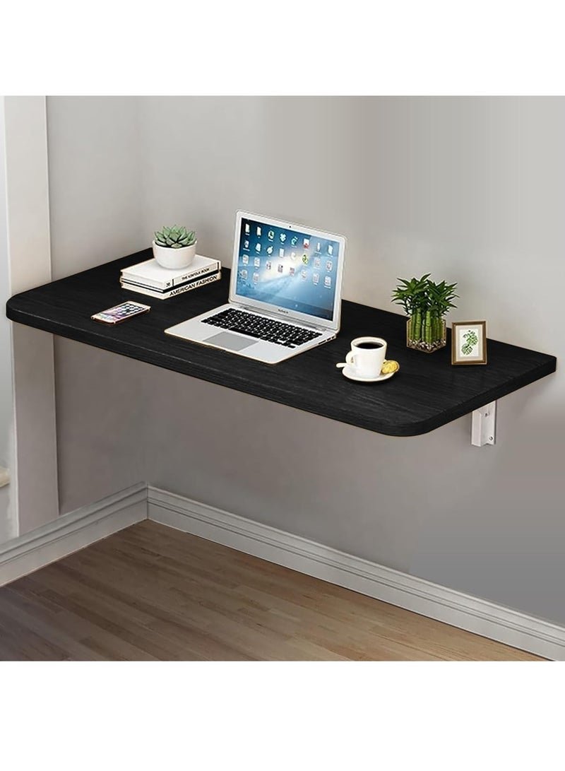 VITION Computer Wall Mount Stand Folding Wall-Mounted Drop-Leaf Table, Metal Folding Shelf Bench Table Bracket (40 X 80cm) Black