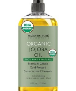 Majestic Pure Organic Jojoba Oil | 236 ML Large | 100% Pure Jojoba Oil Organic for Skin, Hair, Scalp, Nails, Face | Cold Pressed & Hexane Free | Hair & Body Oil | 8 Fl Oz