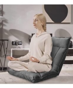 XiuWoo Floor Chair with Back Support Folding Lazy Floor Sofa Cushion Lazy Couch Lounge Tatami Lounger Floor Seat with 6 Position Adjustable Backrest Neck Pillow Fully Assembled for Meditation Reading Gaming