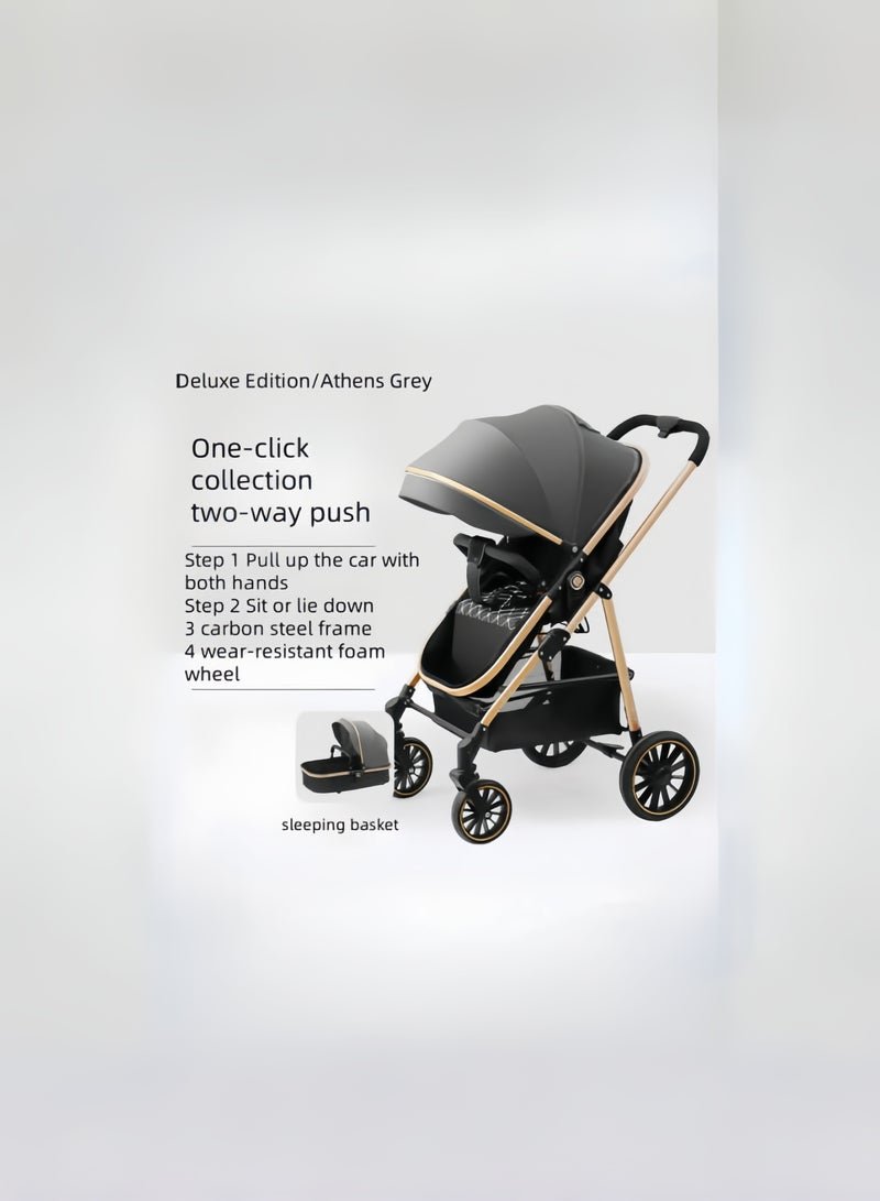 High Landscape Lightweight 3 In 1 Pushchair Stroller Baby And Luxury Foldable Baby Stroller Pram 3 In 1