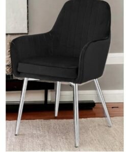 Wooden Twist Aureate Modern Cafe Dining Chair Metal Legs (Black)