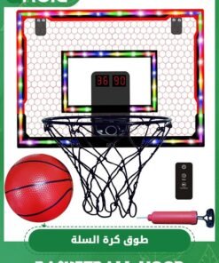 GROIC Mini Basketball Hoop with LED Light Electronic Scoreboard, 30*40cm - Small Basketball Hoop with 1 Ball, Door/Wall Mounted Basketball Hoops Indoor Outdoor for Kids (Game Mode, Scoring, Timing)