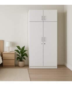 KARNAK Max 2 Doors + Top Cabinet MDF Wooden Wardrobe with Up-top Cabinet – 100+ Color Options – Modern Design