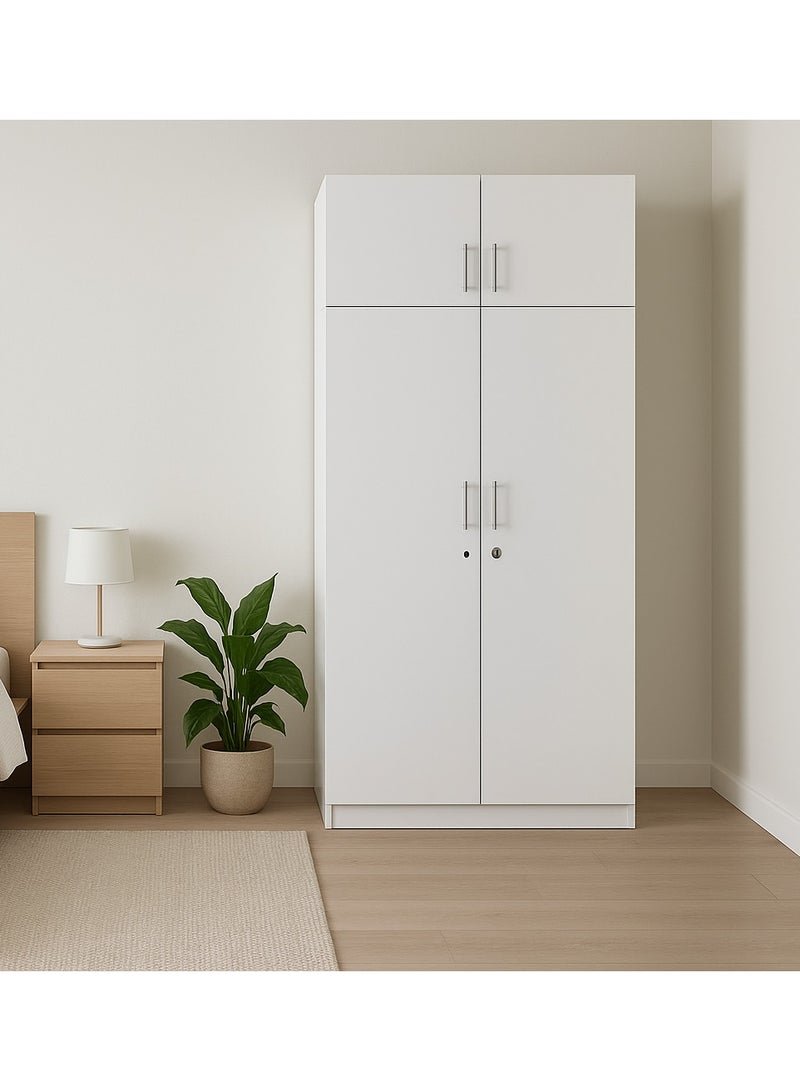 KARNAK Max 2 Doors + Top Cabinet MDF Wooden Wardrobe with Up-top Cabinet – 100+ Color Options – Modern Design