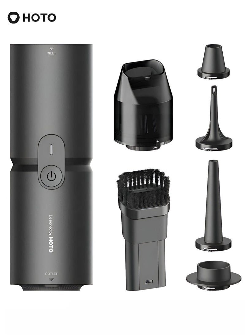 HOTO Handheld Cordless Vacuum Cleaner | 4-in-1 Air Duster & Blower – 15000Pa Powerful Suction | USB-C Rechargeable | High-Speed 500L/min Airflow Compact & Lightweight, for Desk, Computer, Keyboard Cleaning, Inflating & Vacuum Sealing – Black