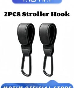 Motim 2PCS Leather Stroller Hook Mommy Stroller Clip Stroller Accessories Organizer Hook Metal Hook for Strollers & Walkers & Mobility Scooter & Wheelchair & Rollator