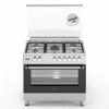 Bompani 90x60cm 5-Burner Cooking Range with Mechanical Timer, Gas Oven, Grill, FFD, Full-Safety, Automatic Ignition - One Year Manufacturer Warranty BO693YAL Silver