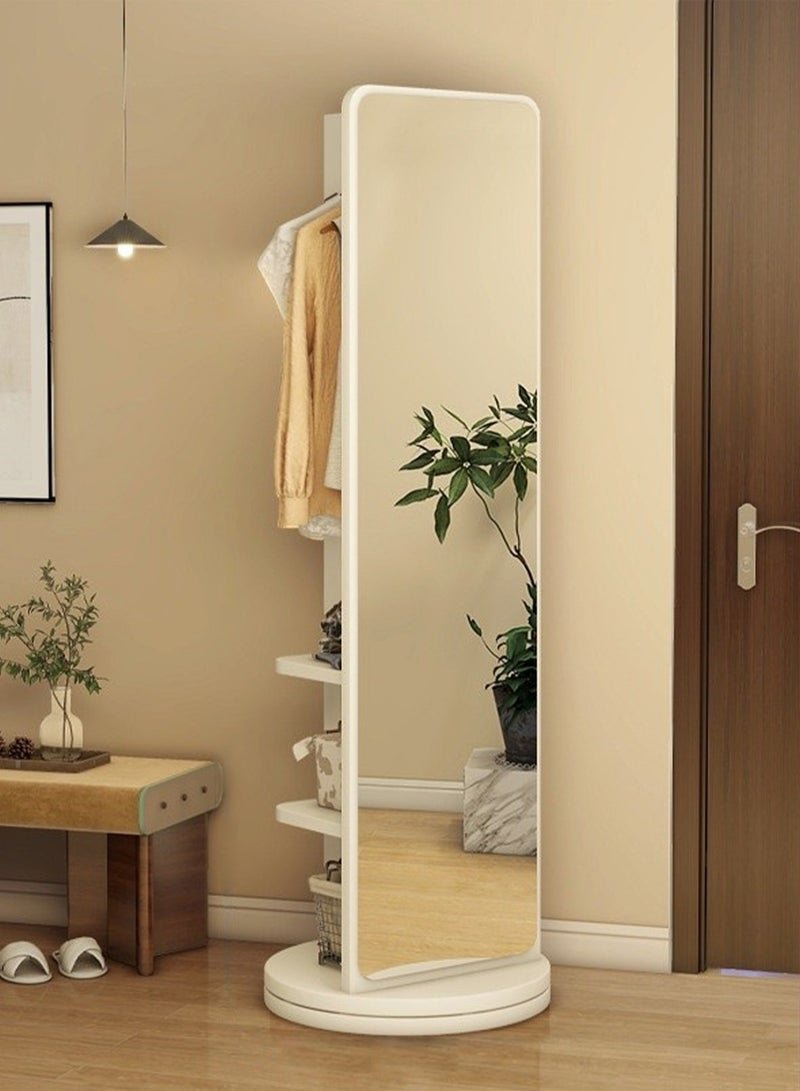 MONOGUE Rotating Solid Wood Dressing Mirror Cabinet with Storage Full Length Rotatable Mirror