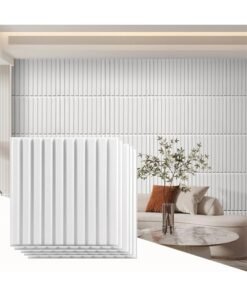 DUNISO 12Pcs 3D Wall Panels Peel and Stick, Slat Wall Panel for Modern Decor, Wall Accents for Interior Wall Decor, PVC Flower Textured Wall Panels for Living Room Lobby Bedroom Hotel Office，50*50cm，White