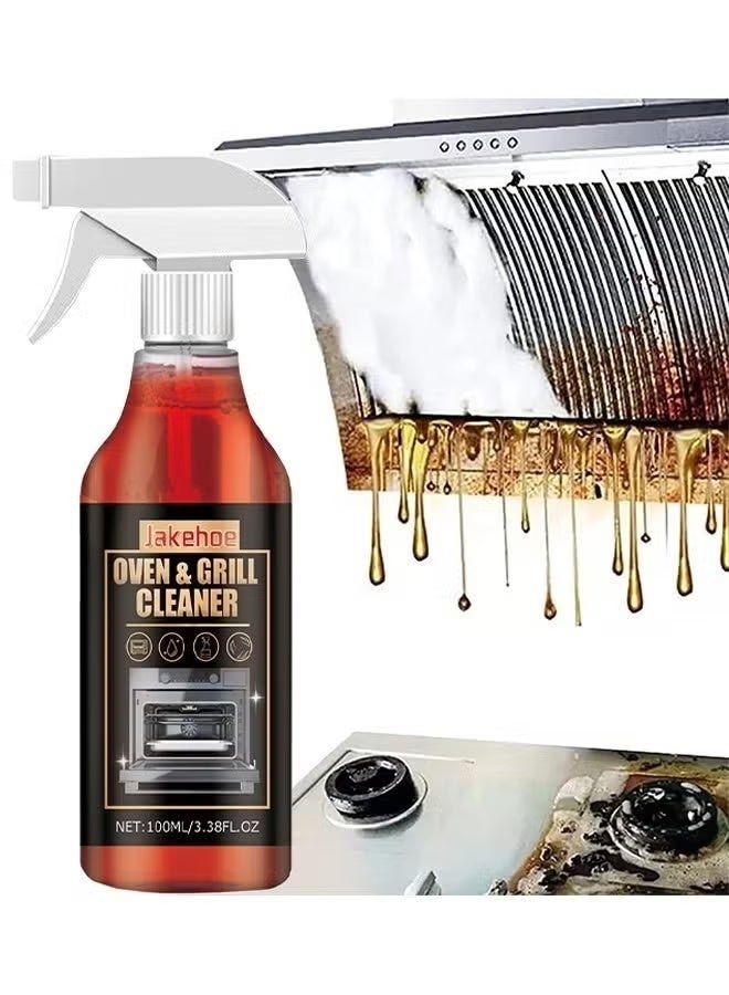 Jakehoe Oven And Grill Cleaner Spray, Cleans and Degreases BBQ Cooking Grates And Racks, Glass, Ceramic Cooktops, Pellet And Electric Smokers, Heavy Duty Degreaser For Stubborn Grease, Burnt-On Food And Carbon Buildup, 100ML