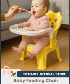 TOTOJOY Baby Small Chair Feeding Chair with Detachable Food Tray Portable and Lightweight Booster Seat for Toddlers Easy to Carry Mini Chair with Cushioned Cartoon Seat and Back Support Comfortable Seat Feeding Chair Small Stool for Babies Toddlers 3+ Years
