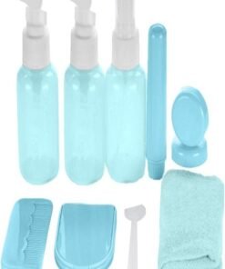 Wrixty Travel Bottles for Toiletries, Travel Accessories, Leak Proof Refillable Squeezable, Empty Containers with Bag for Toiletries, Cosmetic, Shampoo, Conditioner, Lotion (Blue)