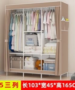 Self-Pickup Simple Wardrobe Fabric Wardrobe With Reinforced Steel Frame, Single-Person Storage, Dustproof