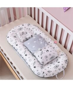 XiuWoo 3Pcs Portable and Foldable Baby Bed Set Baby Lounger with Pillow Quilt Crib Bedding for Newborns Infants Travel Sleeping