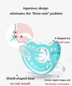 Quantum 2 PCS Baby Pacifier, Soft Durable Orthodontic Soothers with a dust cover and an anti-drop chain, Natural Nipple Shape Easy Clean