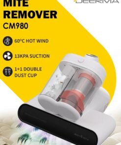 Deerma Corded and Double Tube Dust Mite Wireless Vacuum Cleaner 450W With HEPA Filter, UV Light, Motorized Brush Roll and Long Battery for Dust Mites, Allergies, Carpets & Hard to Reach Areas CM980 - White