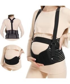 jingpin Pregnancy Abdominal Support Belt - Adjustable and Breathable Pregnancy Support Belt with Shoulder Straps and Back Support (Black XXL)