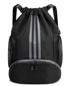 WAOKN Drawstring Backpack Drawstring Bag Gym Sack String Bag Men Women, Basketball Bag Bundle Pocket Drawstring Backpack Student School Bag Football Bag Storage Bag Large Capacity Fitness,Drawstring Backpack Resistant String Bag Swimming Gym Sports with Compartment Side Mesh Pockets for Women Men