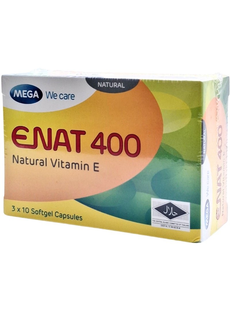 Natural Enat 400 Vitamin E Capsules 30 (Capsules for Skin, Hair & Antioxidant Support)