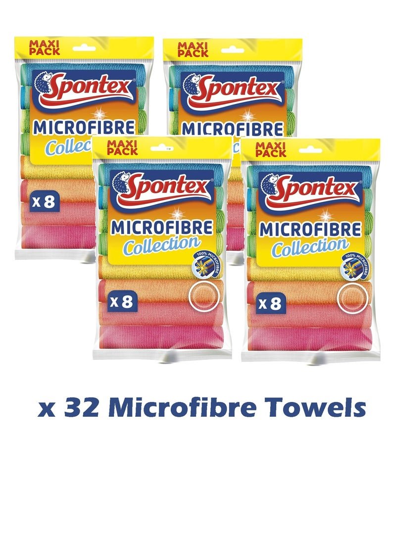 Spontex 32pcs Ultra Soft High-Pile Microfiber Towels Great for Car Interior, Exterior, and Glass Cleaning