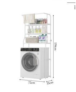 DUNISO 3-Tier Laundry Room Bathroom Shelf Organizer Stand Over The Toilet/Washing Machine Storage Rack Space Saver Shelving Units with Clothes Hanging Rod-Space Saving, Stable, Multifunctional
