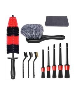 Motim 11 Pcs Car Wash Cleaning Kit for Washing Wheels and Details, Multi Purpose Car Washing Set, Including Car Detailing Brush Kit, Tyre Brush, Long Handle Rim Brush, Car Cleaning Towel, Car Detailing Tools Set for Car Interior & Exterior Cleaning