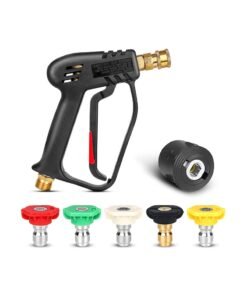Barakah High Pressure Washer Gun with 5 Detachable Spray Nozzle Tip, High-Pressure Hose Quick Connect Connector, 1/4"" Quick Connector & Adapter M22-14mm for Car Washer Cleaning Tool Jet Washer